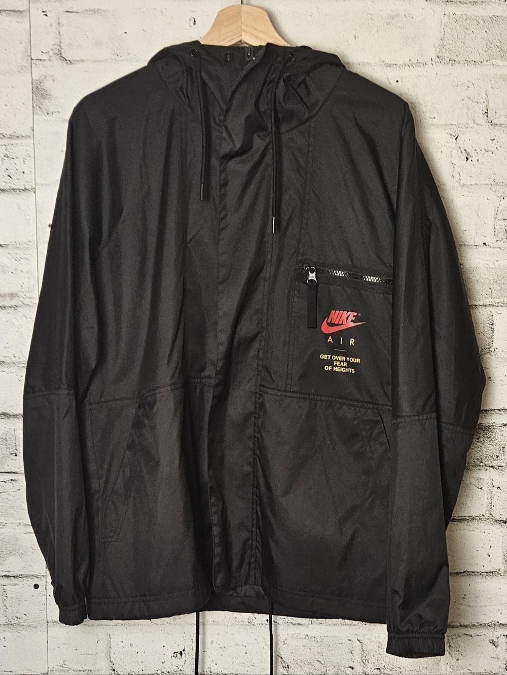 Nike Air Black Hooded Windbreaker Jacket Graphic Logo Mens S